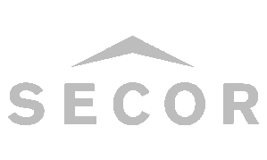 Secor The image contains the logo of "SECOR" with stylized lettering and a triangular shape resembling a peak or roof above the text.