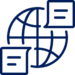 Icon of a globe with chat bubbles, representing global communication or international dialogue.